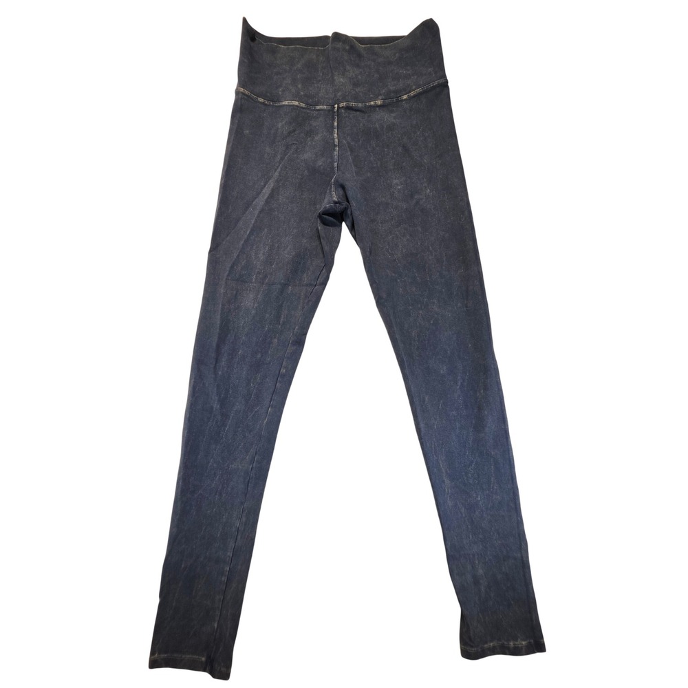 T-Party Women Acid Wash High Waisted Leggings Blue Cotton Spandex Small